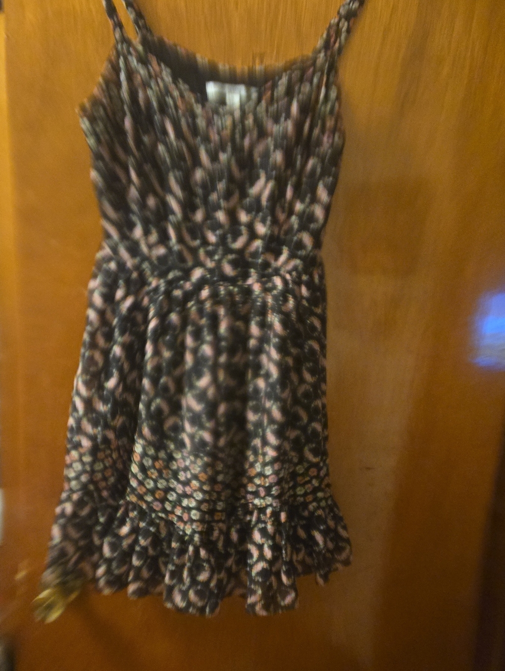 LC Lauren Conrad Black Dress with Pink Floral Print and Cream Accents